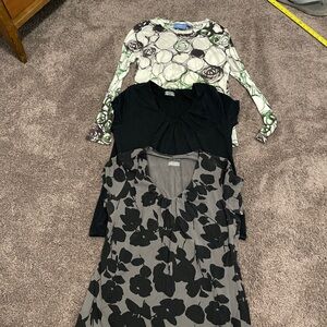 Print and Black Women's Top Set